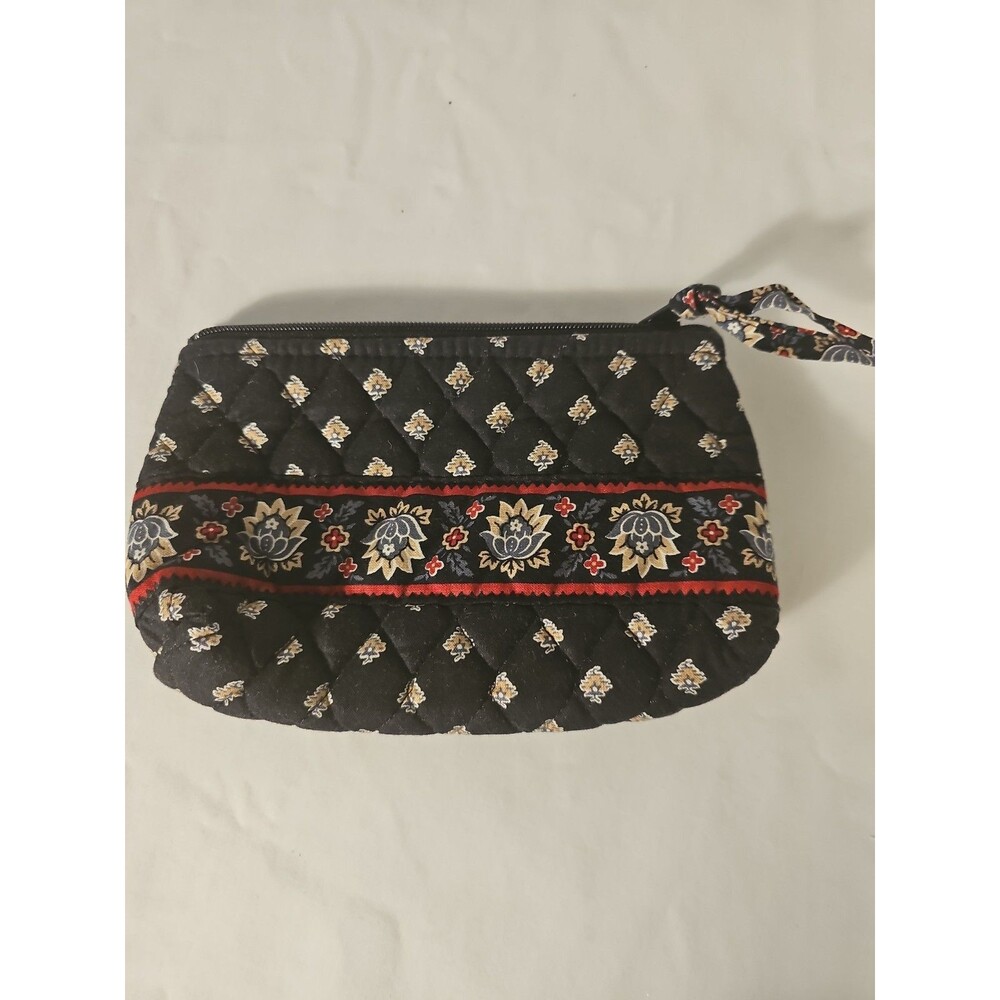 Vera Bradley Vintage Classic Black 5x7 Lined Cosmetic Bag Retired